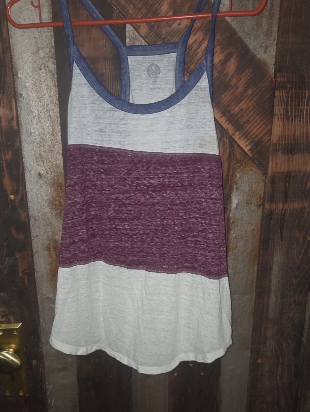Colorblock Racerback Tank Top - Heather Gray, Berry